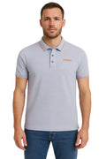 Short-sleeved polo shirt with piping