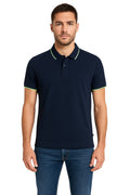 Short-sleeved polo shirt with piping