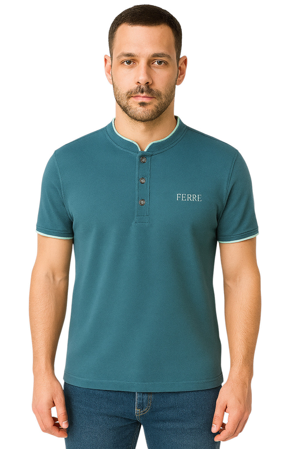 Polo manches courtes col mao