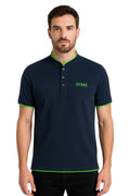 Short-sleeved polo shirt with mandarin collar
