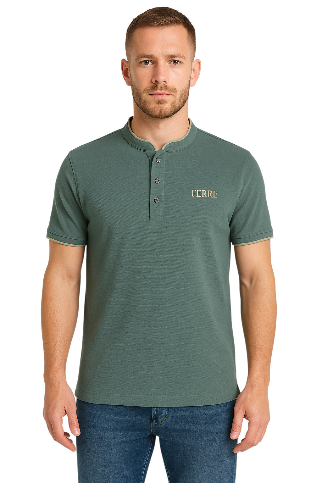 Polo manches courtes col mao