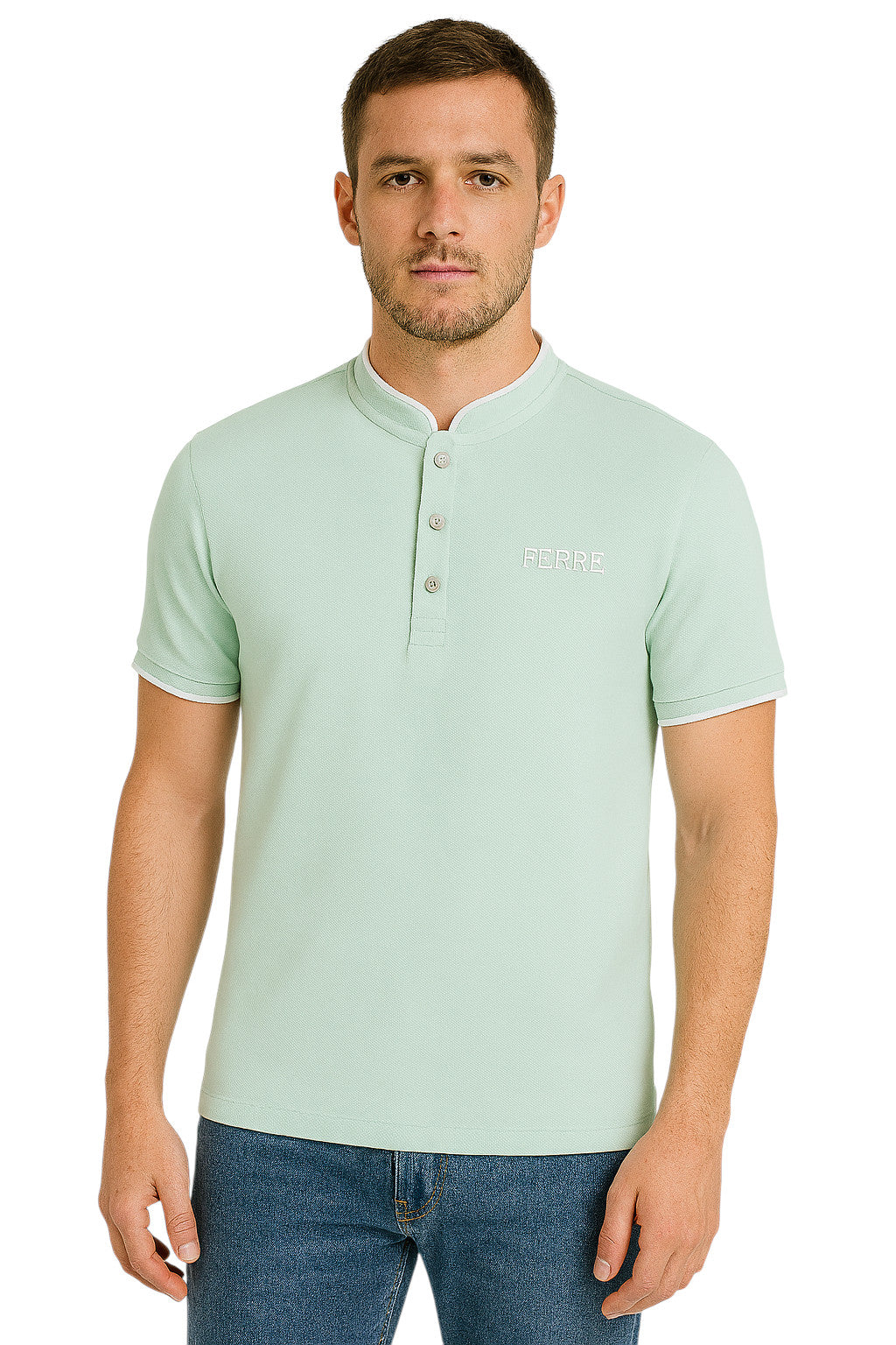 Polo manches courtes col mao