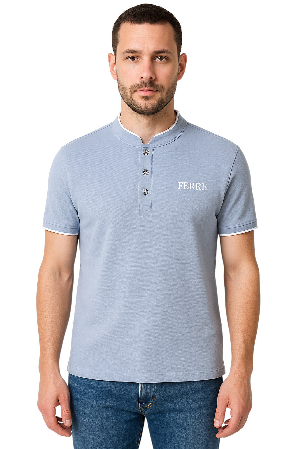 Polo manches courtes col mao