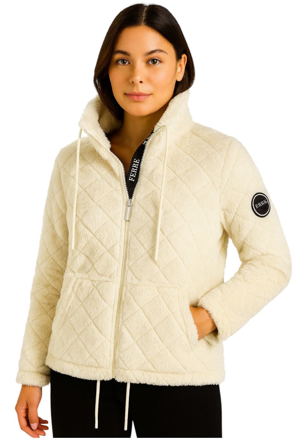 Women's zippered fleece jacket with hood