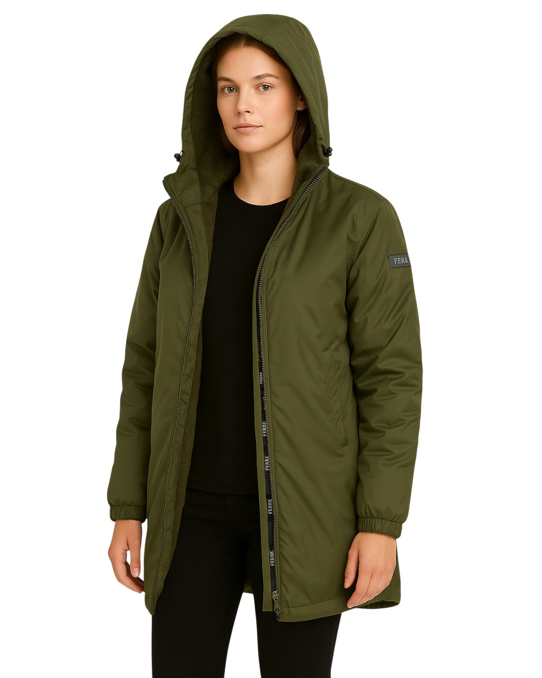 Manteau Long Femme à Capuche Doublé Polaire