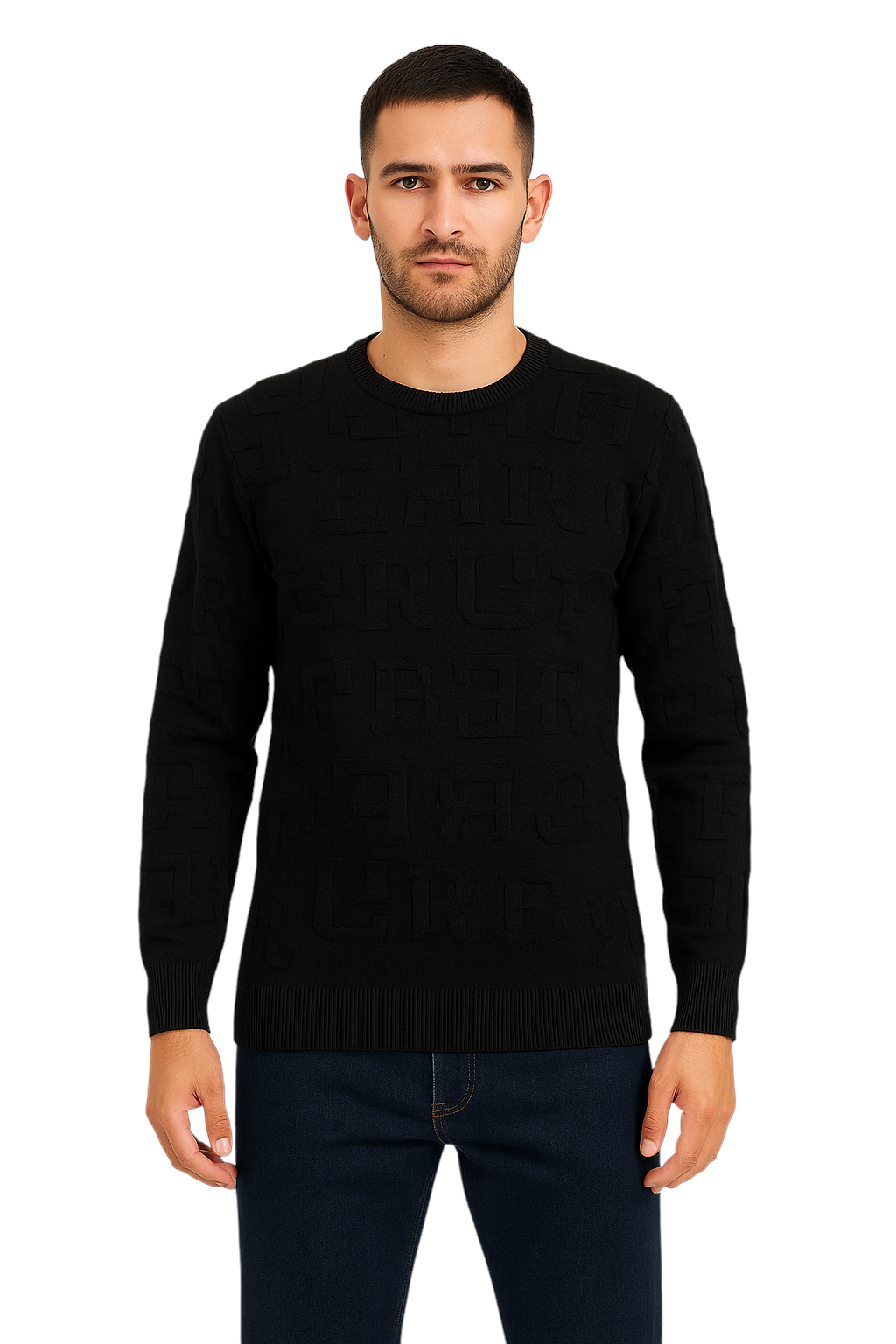 Pull col rond à motif ton sur ton