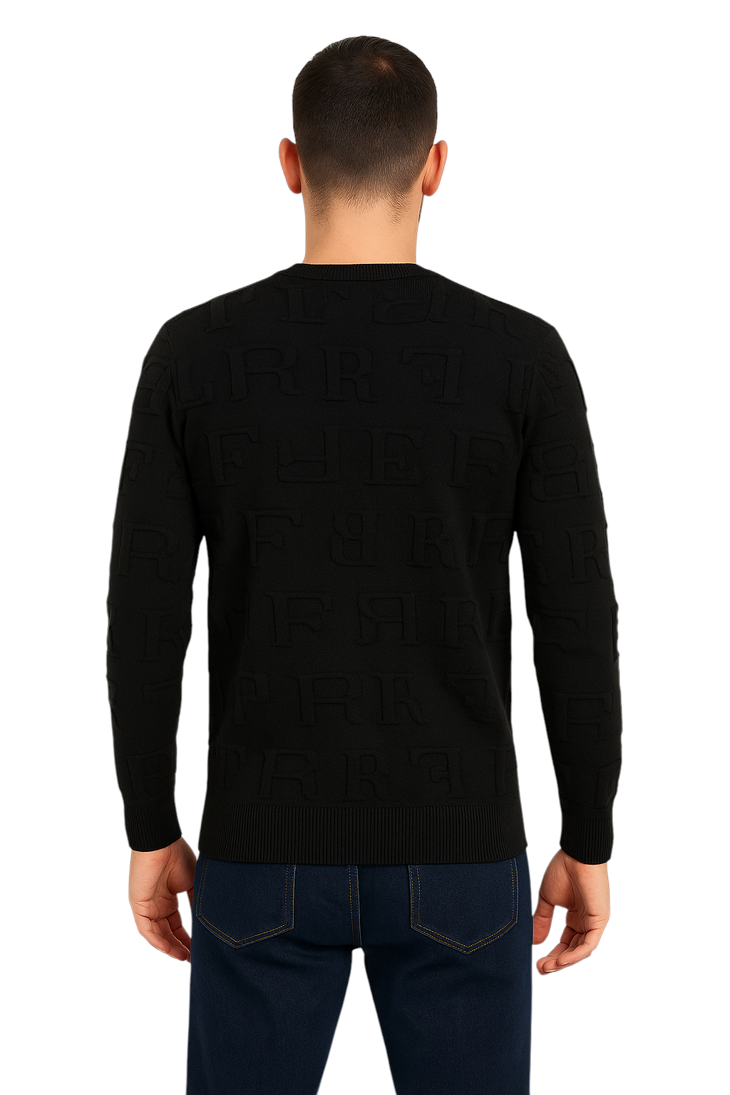 Pull col rond à motif ton sur ton