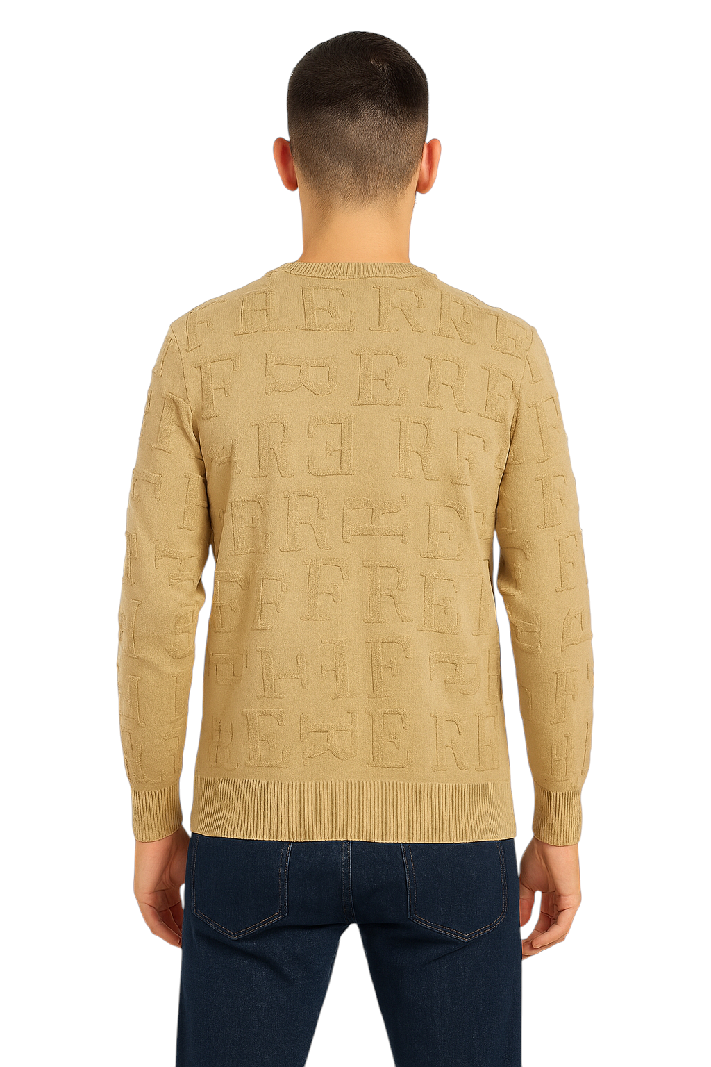 Pull col rond à motif ton sur ton