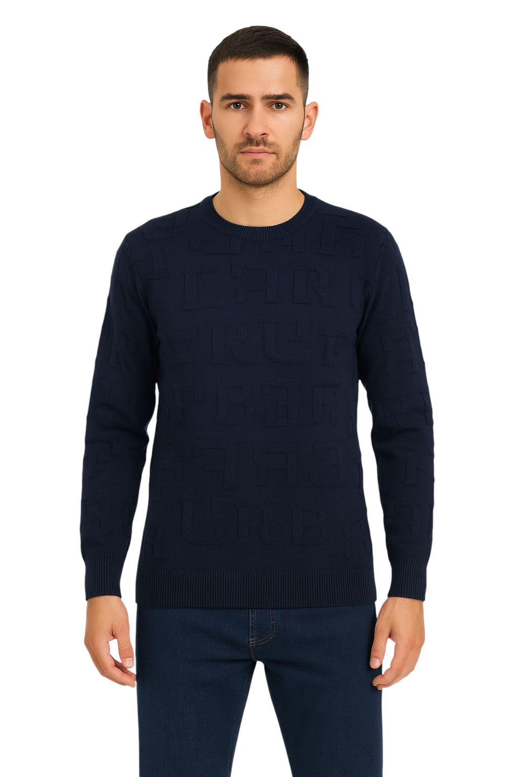 Pull col rond à motif ton sur ton