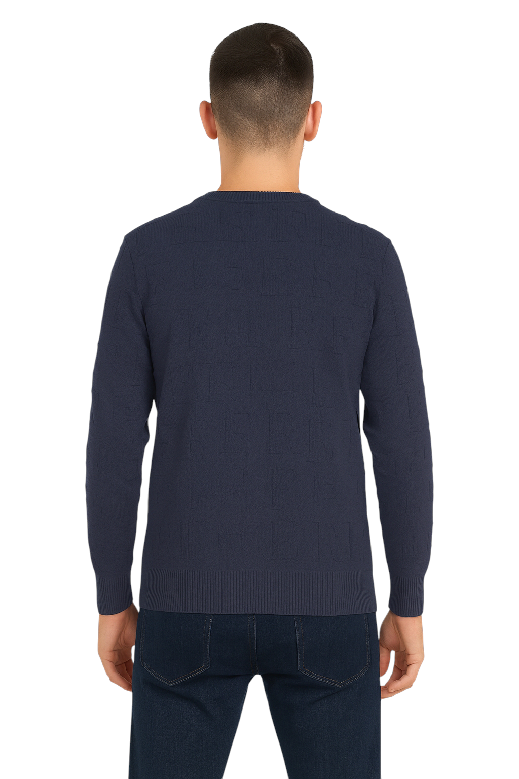 Pull col rond à motif ton sur ton