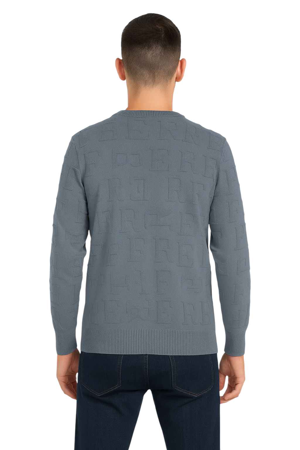 Pull col rond à motif ton sur ton