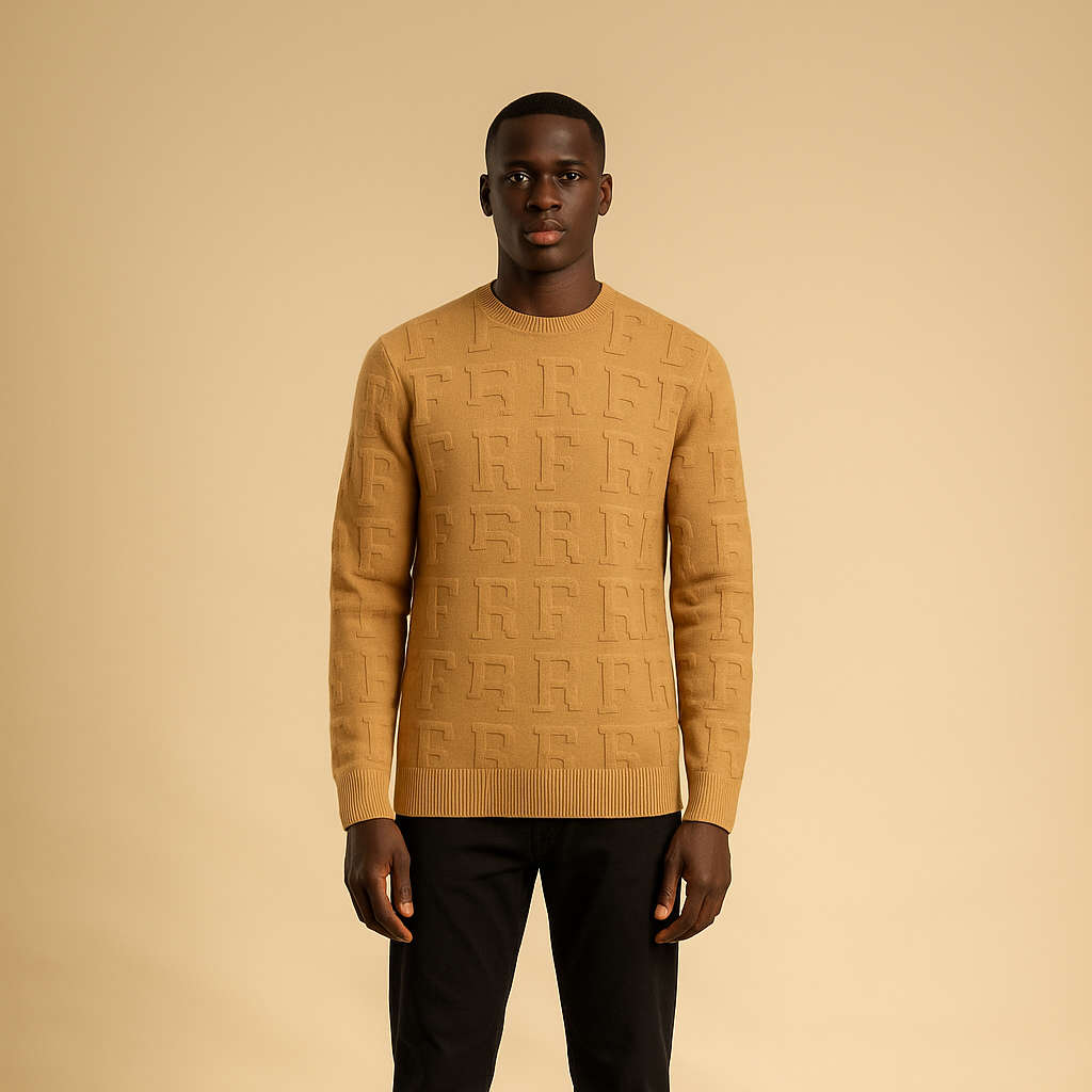 Pull col rond à motif ton sur ton