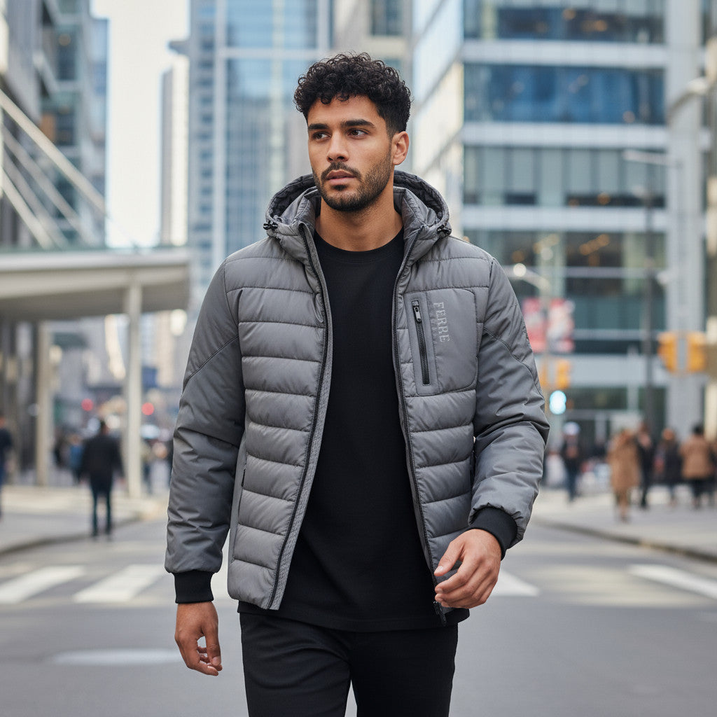 Blouson Homme Matelassé à Capuche